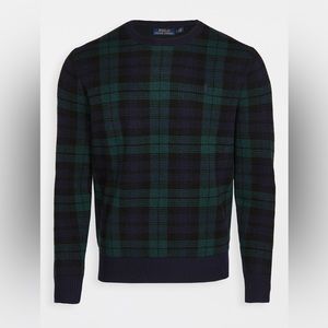 polo ralph lauren wool blackwatch plaid crew neck sweater